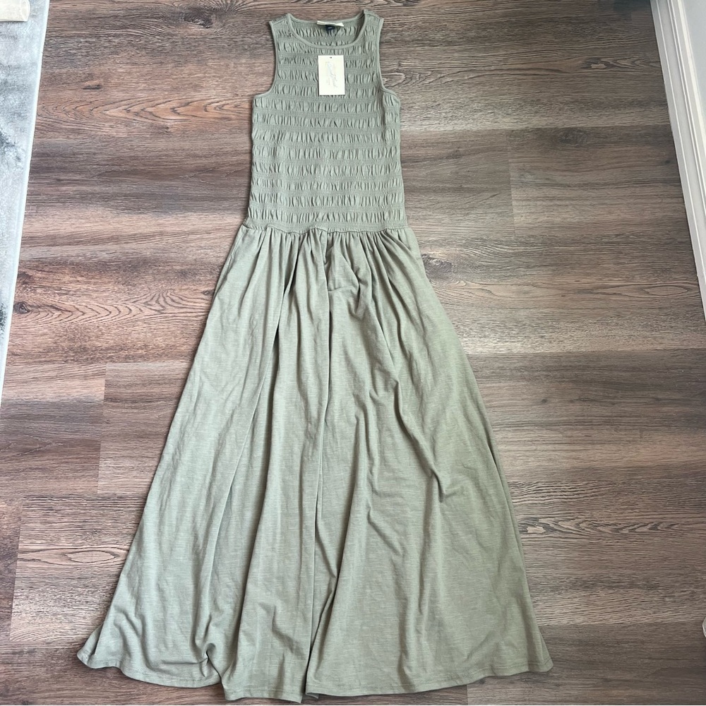 Women's Smocked Knit Maxi a-Line Dress - Universal Thread Olive Green XS - Picture 2 of 8